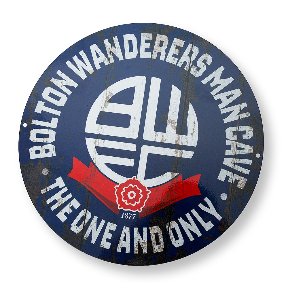 BW Man Cave Metal Sign Round