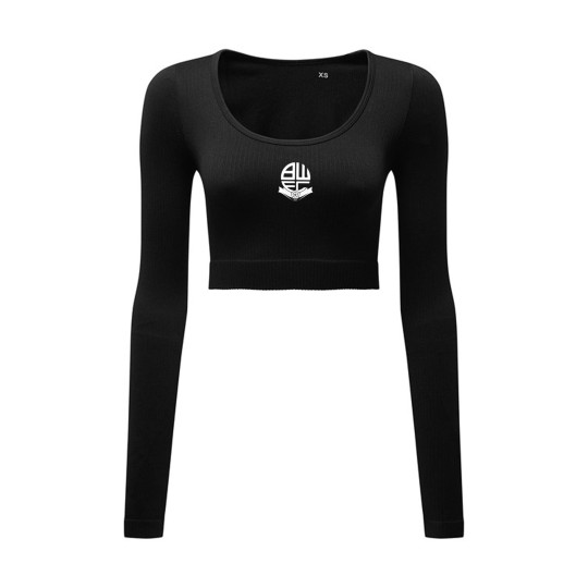 Black long sleeve shirt crop hotsell